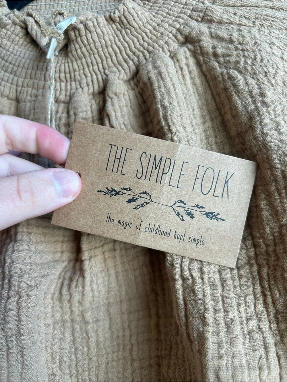 NWT The Simple Folk Muslin Body Suit 18/24 Months Camel Brown